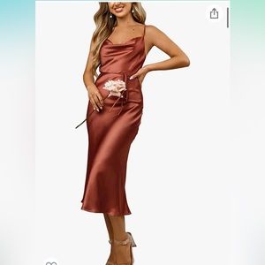 Rust satin dress
